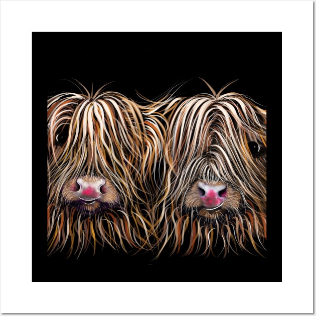 SCoTTiSH HiGHLaND CoWS ' BiLL & TeD ' Wall Art by ShirleyMac